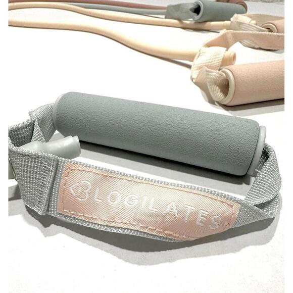 Blogilates Resistance Bands with Handles Stretch Pink Peach Blue Set of 3 - Picture 5 of 11